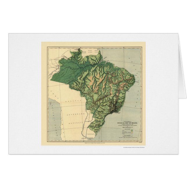 Cartão Mapa topográfico de Brasil pelos poços 1886 (Frente Horizontal)