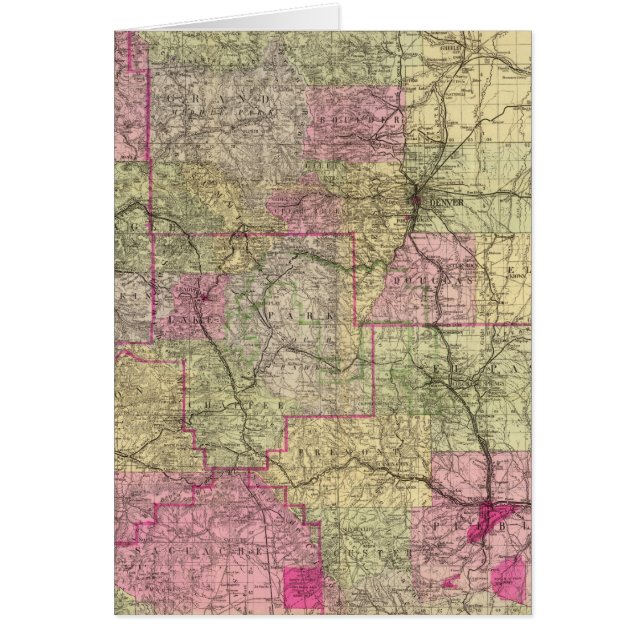 Cartão Mapa Topográfico do Colorado de Nell (Frente)