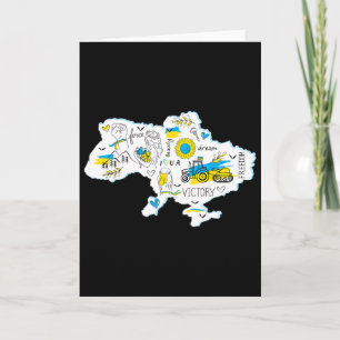 Cartão Mapa Ucrânia - Emblema Nacional Ucraniano - Ucrâni