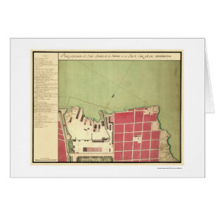 Cartão Mapa velho 1720 da cidade de Havana Cuba
