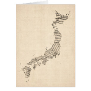 Cartão Mapa velho da partitura de Japão