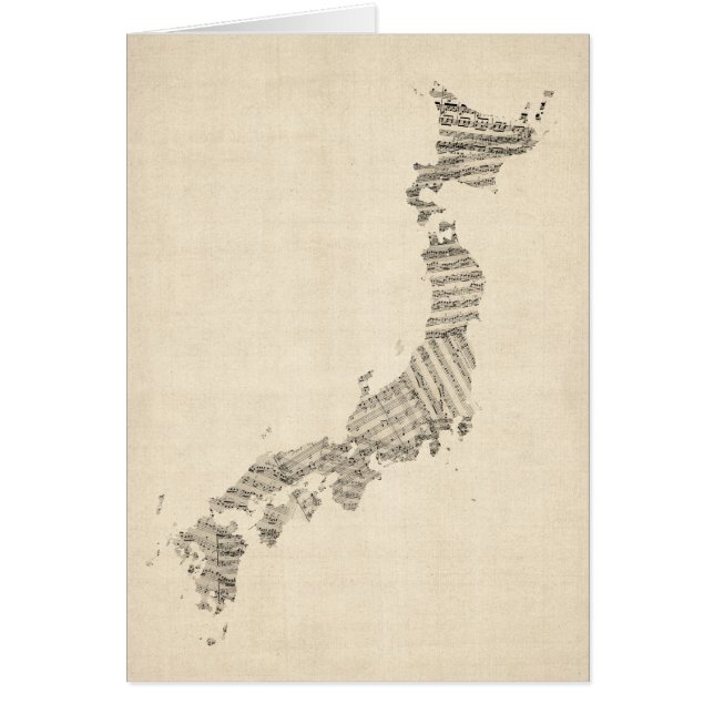 Cartão Mapa velho da partitura de Japão (Frente)