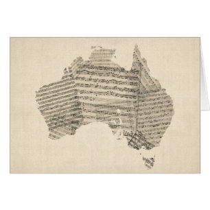 Cartão Mapa velho da partitura do mapa de Austrália