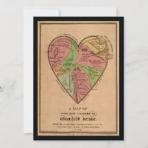 Mapa Vintage de um Namorados do Coração de uma Mul