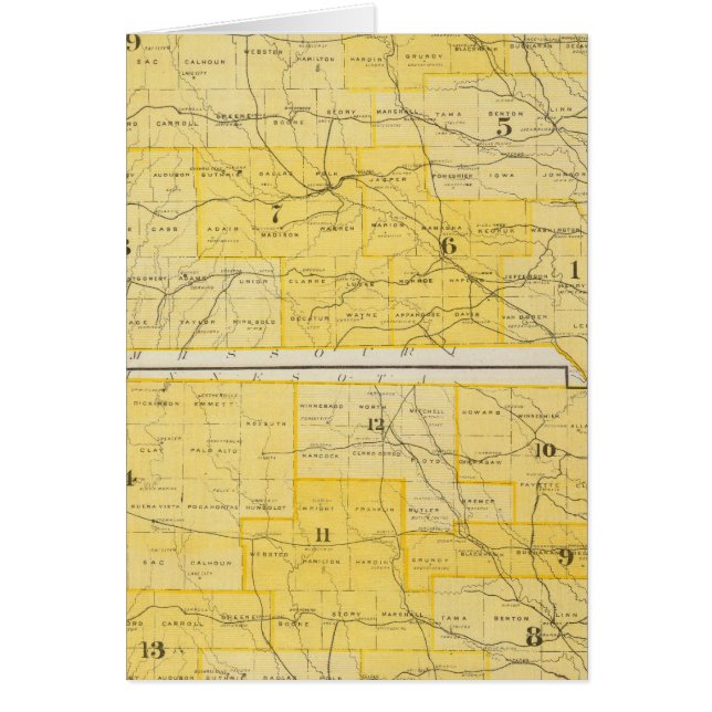 Cartão Mapas do Estado de Iowa (Frente)