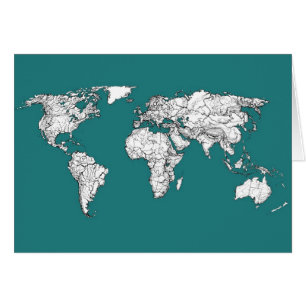 Cartão Mapas do mundo na turquesa