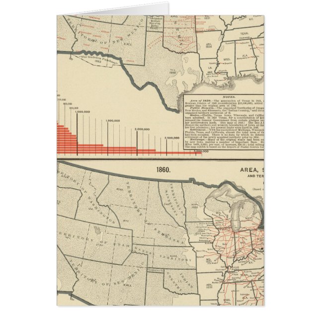 Cartão Mapas litográficos de duas cores dos Estados Unido (Frente)