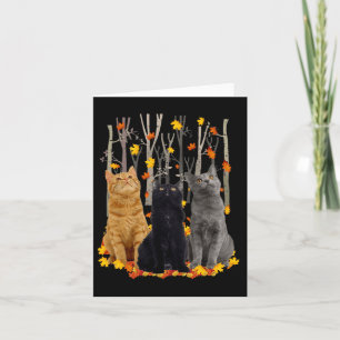 Cartão Maple Cat Leaf Fall Hello Autumn Fun Gatinho
