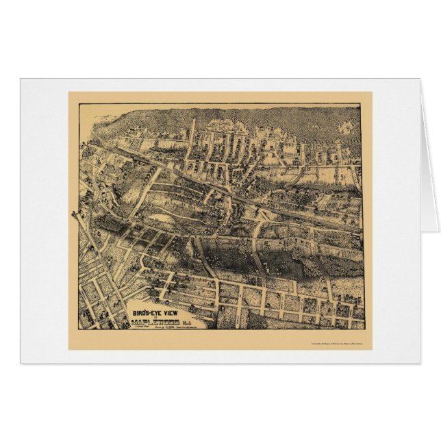 Cartão Maplewood, mapa panorâmico de NJ - 1910 (Frente Horizontal)