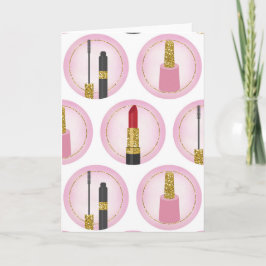 Cartão Maquiagem Rosa Cosméticos Padrão Cosmetologia