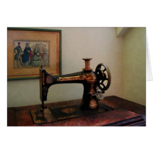 Cartão Máquina de costura e litografia