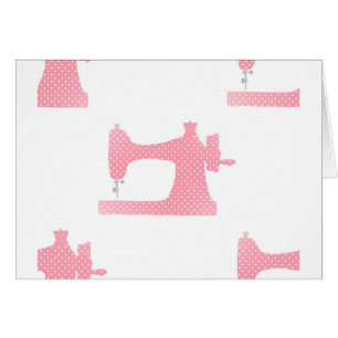 Cartão máquina de costura rosa
