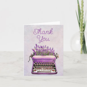Cartão Máquina de Escrever Vintage Lavanda em Aquarela Ob