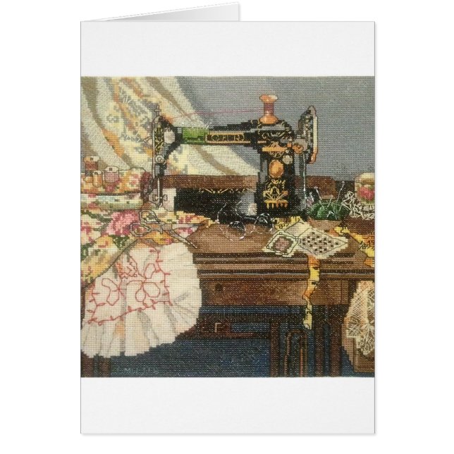 Cartão Máquinas de costura e vestimenta (Frente)