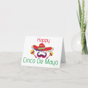 Cartão Maracas simples e chapéu de saudação cinco de maio