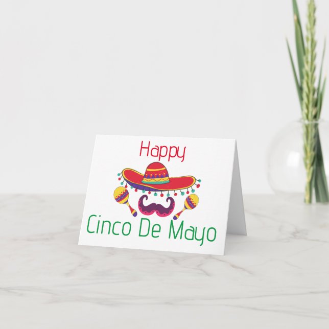 Cartão Maracas simples e chapéu de saudação cinco de maio (Frente)