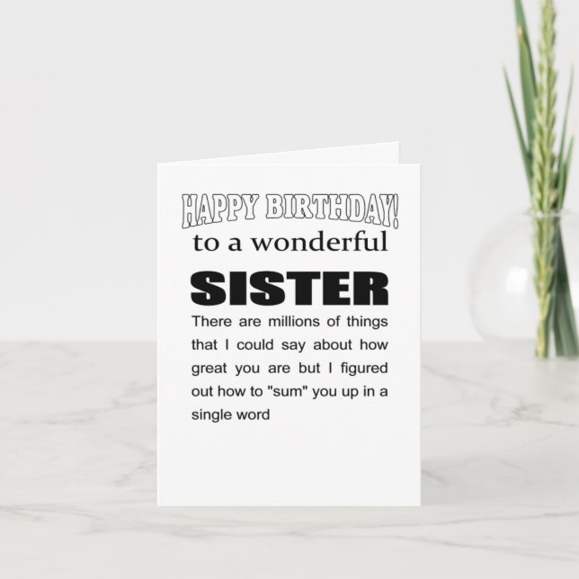 Cartão maravilhosa irmã feliz desejo de aniversário (Frente)