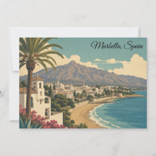 Cartão Marbella Espanha Viagem Mediterrâneo Praia Vintage
