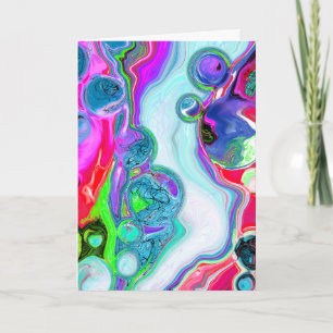 Cartão Marble Colorful Fluid Art Birthday