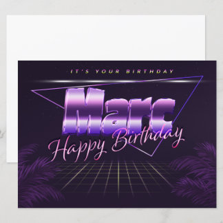 Cartão Marc Name Vorname lila retro Karte Geburtstag