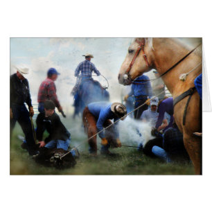 Cartão Marcagem com ferro quente do rancho de Montana