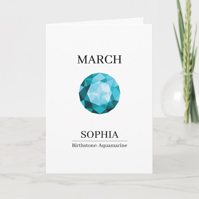 Cartão March Aquamarine Personalized Birthday (Frente)