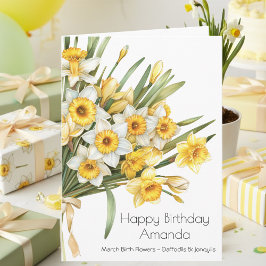 Cartão March Birth Month Flowers March Happy Birthday