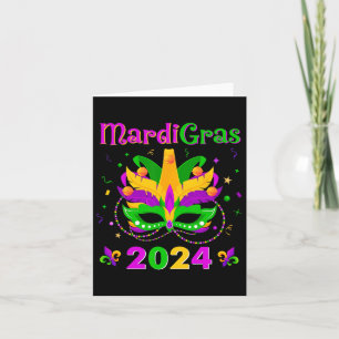 Cartão Mardi Gras 2024 Mask Fleur De Lys Miçanga Nola Car
