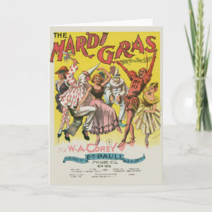 Cartão Mardi Gras Antique Yellow Poster