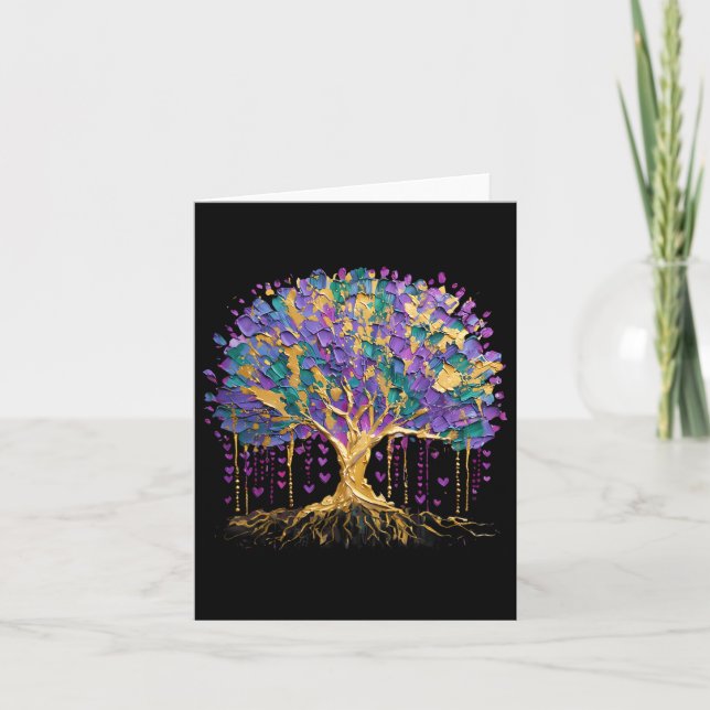 Cartão Mardi Gras Bead Tree Carnaval Nova Orleans 2025 Wo (Frente)