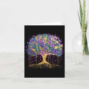 Cartão Mardi Gras Bead Tree Carnaval Nova Orleans 2025 Wo