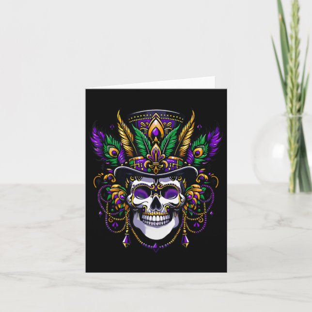 Cartão Mardi Gras Costume Sugar Skull (Frente)