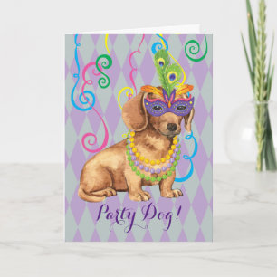 Cartão Mardi Gras Dachshund
