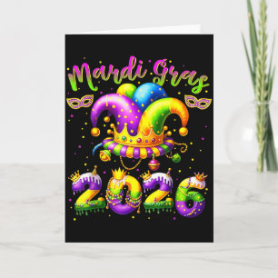 Cartão Mardi Gras Feliz 2026 Chapéu de Bobo New Orleans H