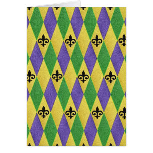 Cartão Mardi Gras Harlequin Fleur De Lis