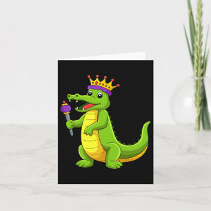 Cartão Mardi Gras King Crocodile Funny Mardi Gras K