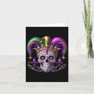 Cartão Mardi Gras Sugar Skull Outfit Costume Men Mulheres