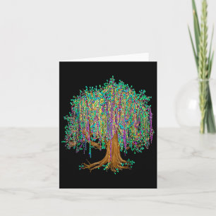 Cartão Mardi Gras Tree Miçanga New Orleans 2025 Watercolo