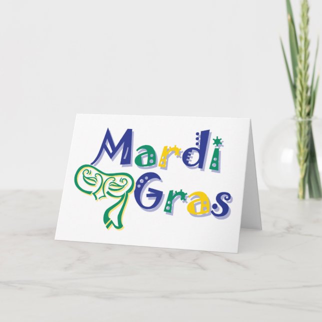 Cartão Mardi Gras Tri Mask (Frente)