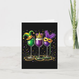 Cartão Mardi Gras Wine Gles Design - Engraçado Gordo Terç