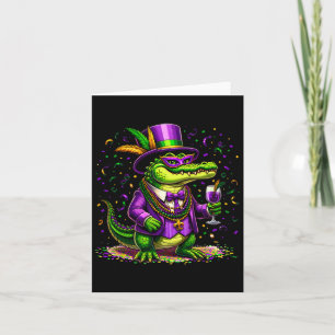 Cartão Mardigator Mardi Gras Alligator Costume Men