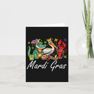 Cartão Mardigator Mardi Gras Alligator Men Mulheres Mardi
