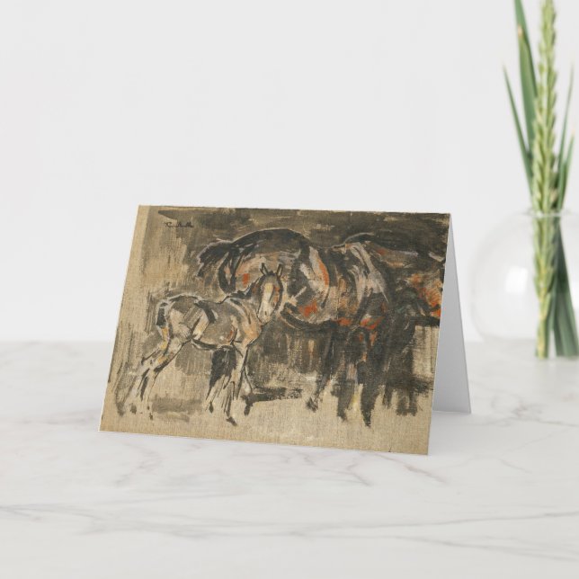 Cartão Mare e Foal | Joseph Crawhall (Frente)