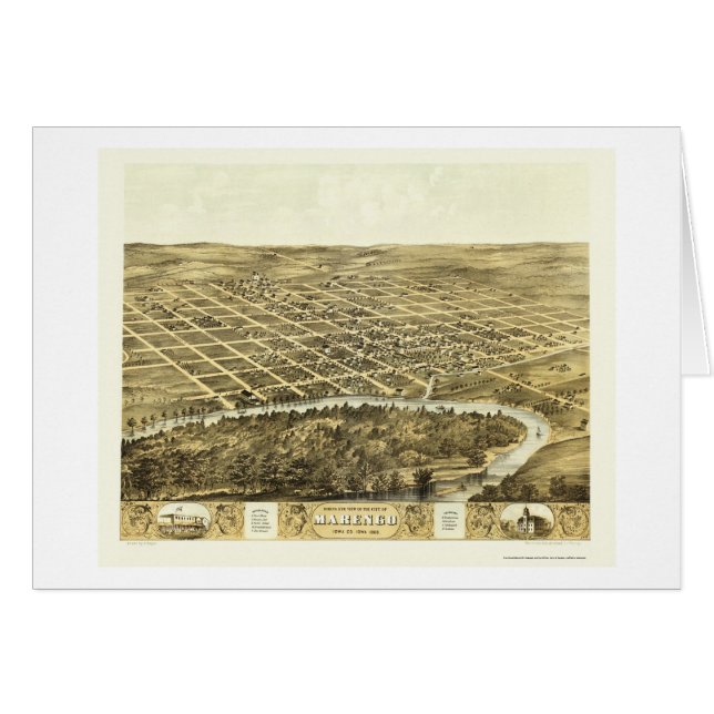 Cartão Marengo, mapa panorâmico de IA - 1868 (Frente Horizontal)