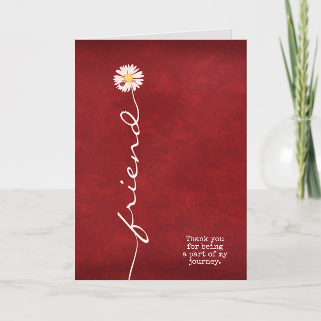 Cartão margarida com ladybugs para obrigado amigo (Frente)