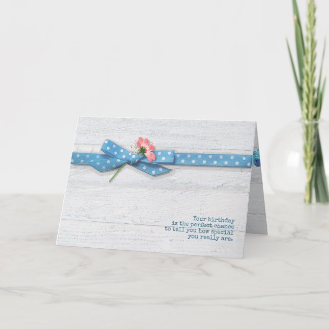 Cartão margarida em fita de bolinhas para amigo (Frente)