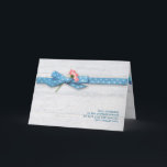 Cartão margarida na fita das bolinhas para a irmã<br><div class="desc">Margarida alaranjada no aqua e fita branca das bolinhas no fundo de madeira whitewashed para o aniversário da irmã</div>