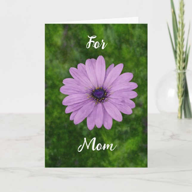 Cartão Margarida Roxa Arte Dia das Mães Mamãe (Frente)