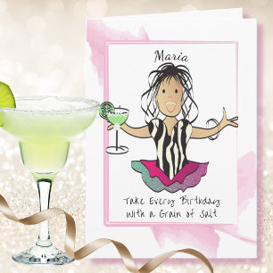Cartão Margarita de Aniversário Feminina Desenho Animado 