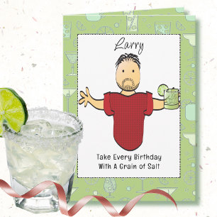 Cartão Margarita Engraçada de Desenho Animado Masculino d